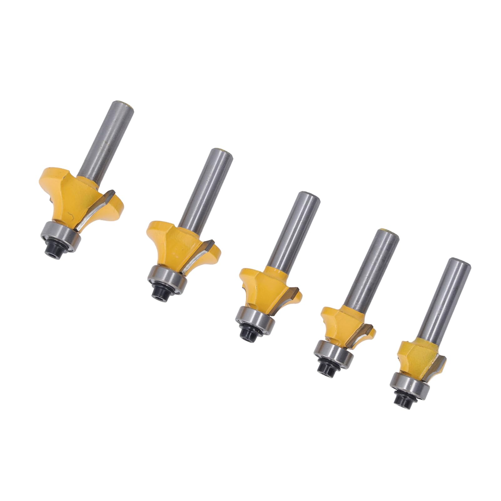 5 Pcs Round Over Router Bit Set, 8mm Shank Carbide Corner Rounding Router Bit, Woodworking Milling with Heat Coating, Multi Purpose Router Bits for Softwood,