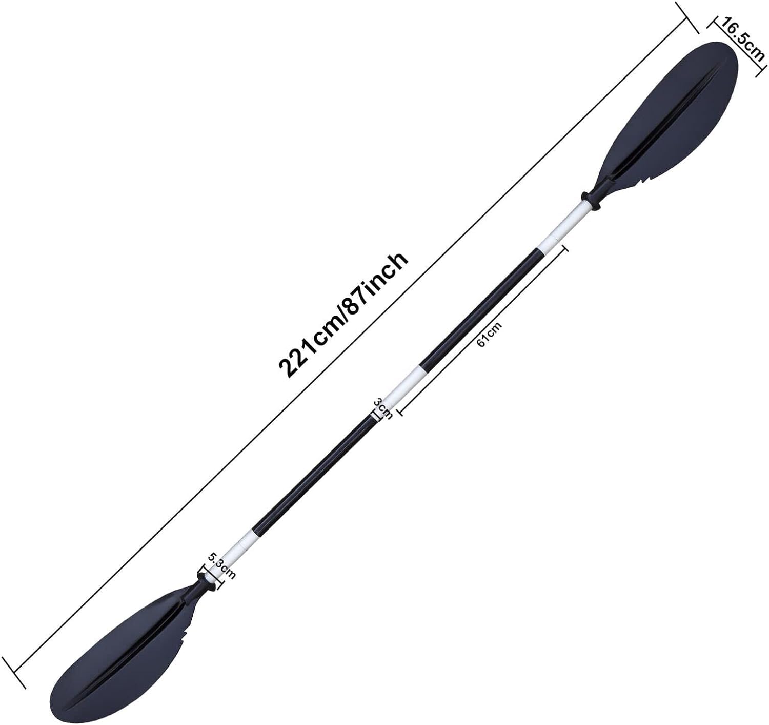 4-teiliges abnehmbares Stand-Up-Paddle-Board Paddel aus Aluminiumlegierung, verstellbar bis 221 cm, SUP Paddel, Kajakpaddel & Kanu Paddel, leichtes & robustes Wassersport Paddel für SUP Boards, Boote