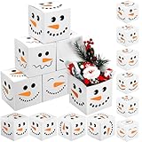 TecUnite 18 Pcs Winter Small Gift Boxes with Lids Snowman Boxes Stackable Square Nesting Boxes for Cupcake Candy Cookie Party Favor Birthdays Graduations Anniversaries Valentine's (3 x 3 x 3 Inch)