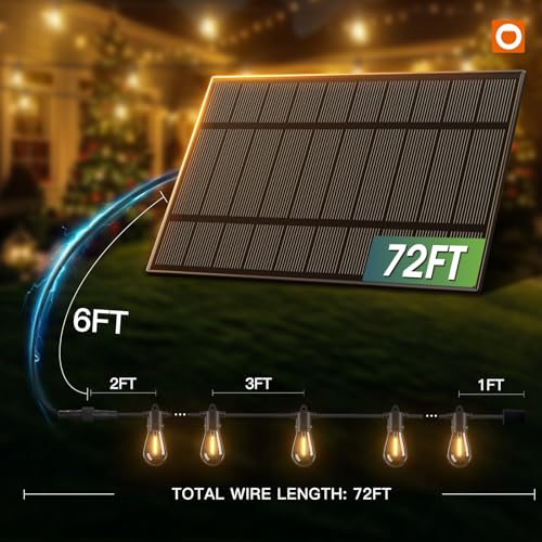 Image of addlon 78FT(72+6) Solar String Lights Outdoor, Last 20+ Hrs, USB Charging