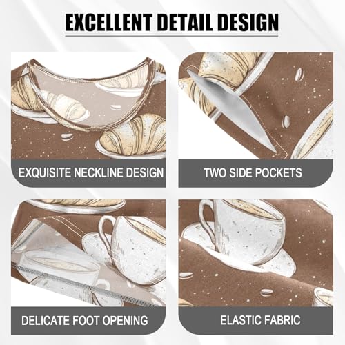 senya Croissants Coffee Cups Br Summer Pajamas Set Short Cotton Sleepwear 2 Piece4