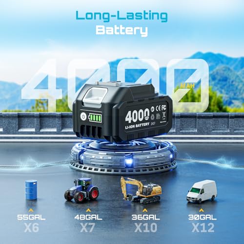 Image of SEESII Diesel Transfer Pump 3-Power: 12V /24V /18V Battery Powered Fuel Transfer Pump with Auto-Stop & 4.0Ah Battery,12 GPM Cordless Diesel Pump for Diesel Kerosene, for Farm Truck Boat