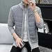 Qolkmuiy-GJ Men's Regular Block Color Open Sweaters Soft Knitted Zipper Cardigan Full Zip Patch Design Sweater (Light Grey,Medium)