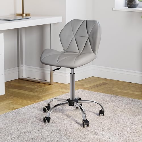 Vida Designs Geo Chaise de bureau, gris, gaming, pieds pivotants ajustables, Chromé, similicuir PU