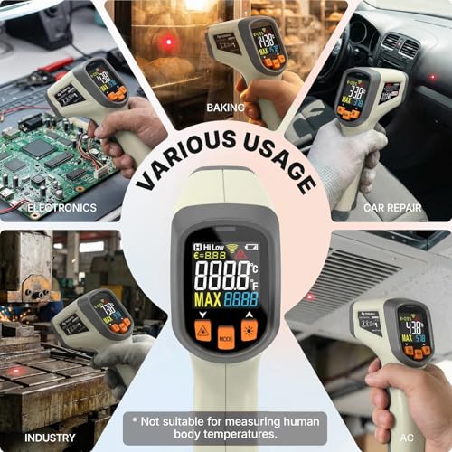 Tilswall Infrared Thermometer Laser Temperature Gun 58 F 1112 F Off White - image 9