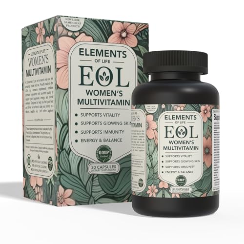 Elements of Life Multivitamin for Women – Daily Women’s Vitamins with MethyFolate, Organic Ingredients & Natural Supplements for Energy, Vitality & Health – Multivitamin for Women Hair & Skin Support