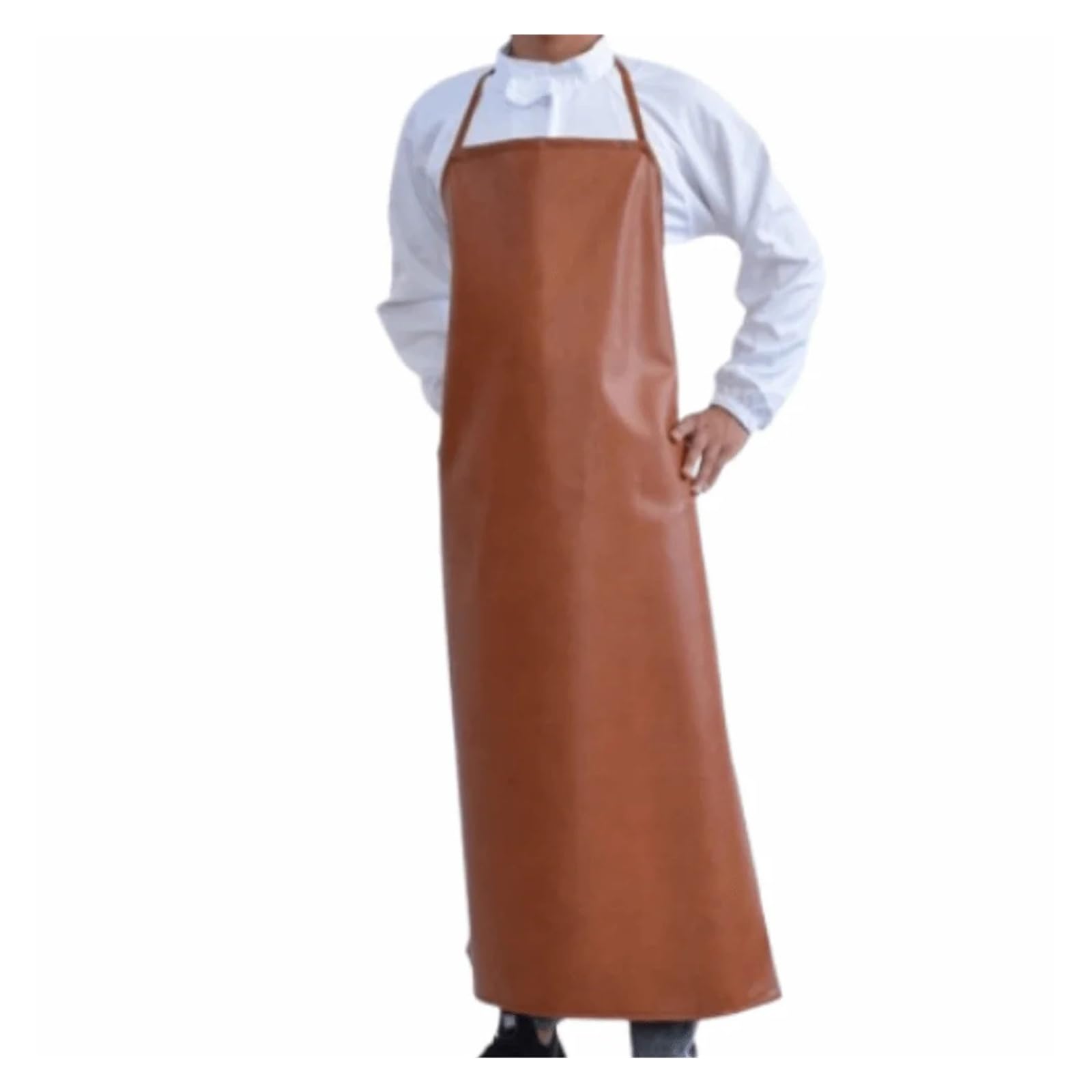 LNHHG Welding Clothes, Thickened PU Leather Apron Oil Resistant Work Waterproof with Welding Protective(120cm Brown)