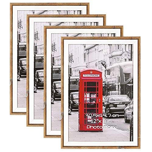 Schliersee 4 Pack 12X18 Poster Picture Frames, Simple Elegant Matted Large Photo Frame, Thin Brown Frames For Posters, Prints, Artwork, Wall Gallery #TOP20