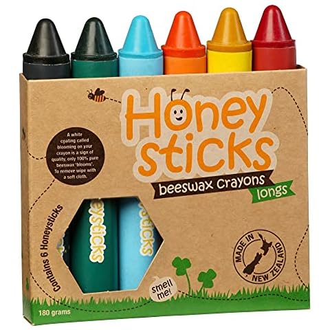 Honeysticks 100% Natural Beeswax Crayons, Jumbo Size Crayons for Toddlers and Kids Developing a Pencil Grip, Child Safe, Non Toxic Crayons for Kids, 6 Vibrant Colours, Food Grade Colourings, 6 Pack Cover