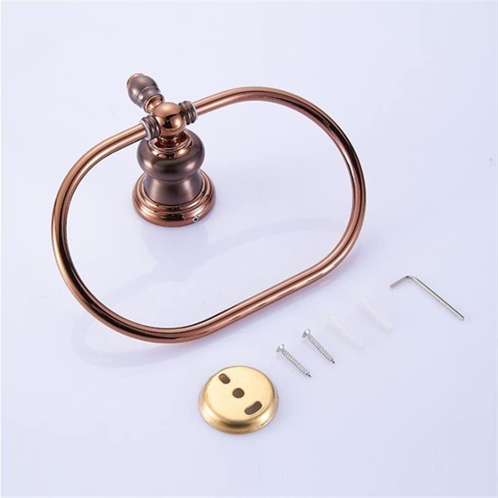 LSLYTQ Fashion Copper Brown Bronze Rose Gold Bathroom Towel Ring, European Antique Towel Holder Hanger