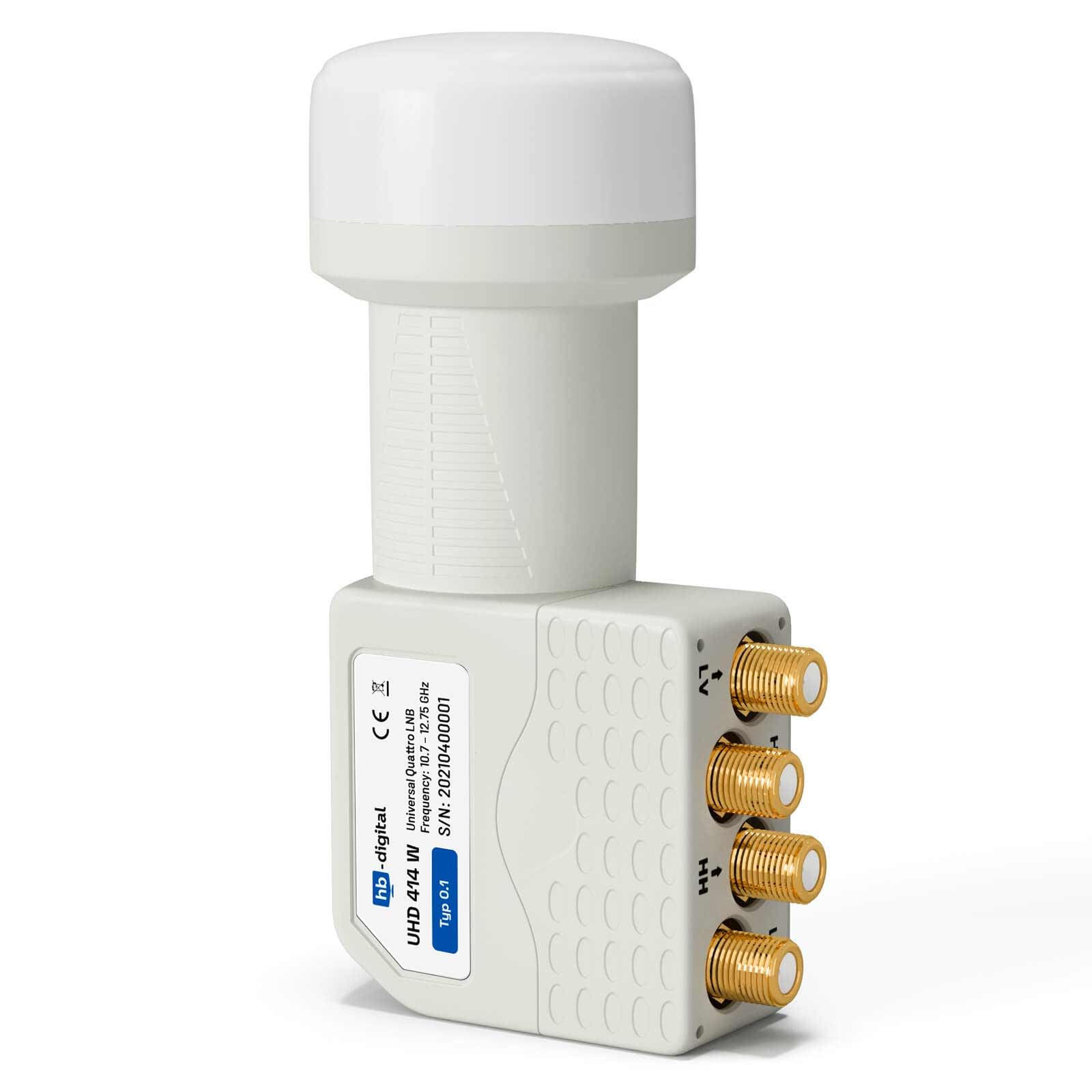HB-DIGITAL Quattro LNB LNC do multiswitch ✨ Full HD TV 3D 4K biały biały biały styki pozłacane ■ ochrona przed warunkami atmosferycznymi (wyciągana)