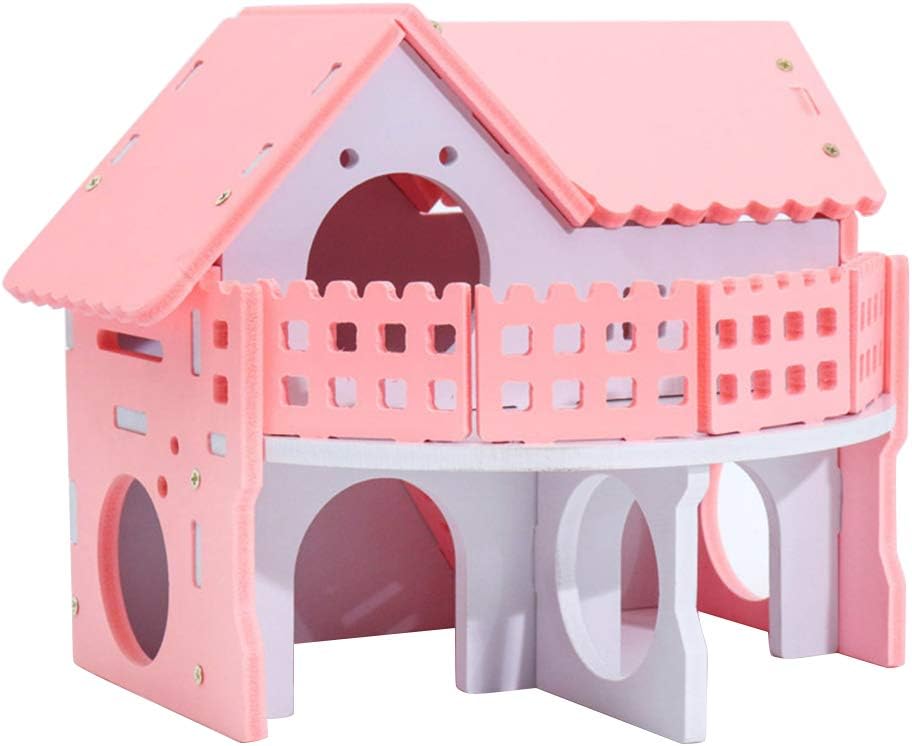 Hamster House Double-Deck Sleeping Hut Pet Exercise Play Toys Chews for Dwarf Rat Chinchillas Guinea Pig Small Pet