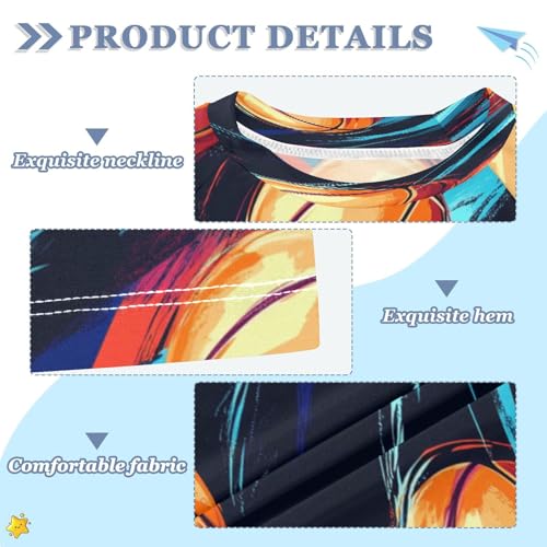 Boys Short Sleeve T-Shirts Basketball Funny Pattern Rashguard Kids Swim Shirts Sun UPF 50+3