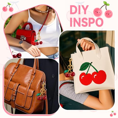 Image of TINKRSTUFF Cherry Bag Charm Cute Key Chains Cherry Purse Charms for Handbags, Strawberry Keychain Best Gifts