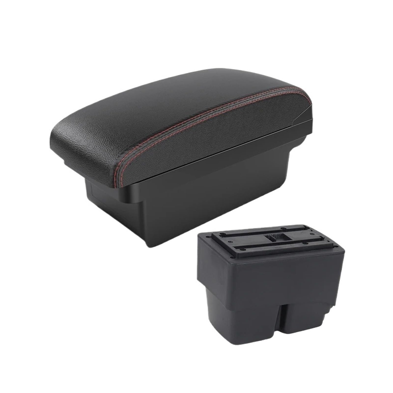 UMDJJU For Fiesta MK7 Car Armrest Dedicated Center Console Modified Storage Box Interior Accessories Easy To Install Car Centre Console Armrest Box(A1 Black red NO USB)