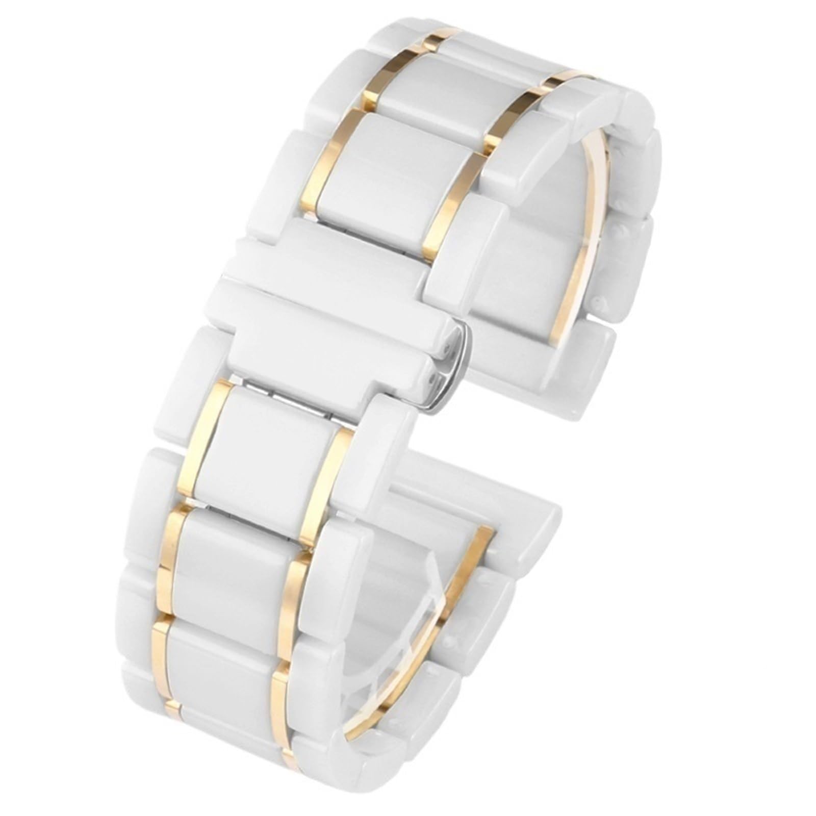 Cinturino per Orologio in Ceramica in Acciaio Inossidabile 20mm22mm Cinturino di Ricambio Unisex Orologio al Quarzo Smart Watch, White Gold, 22mm