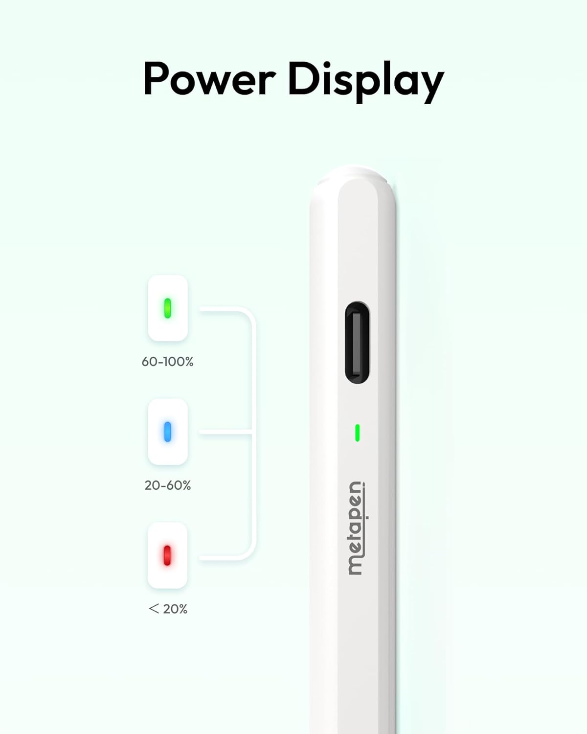 Metapen Air 8 Apple Pencil for iPad 2018-2025, 20H Battry Life, 2Min Fast Charging, Palm Rejection, Stylus Pen for iPad 11/10/9/8/7/6th, iPad Pro 12.9/11/13“M4, iPad Air 3/4/5/6/M2/M3, iPad mini 5/6 - Image 8