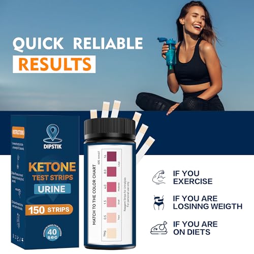 Image of DIPSTIK Ketone Test Strips, 150 Strips Keto Strips Urine Test | for Ketosis Home Quick and Reliable Results