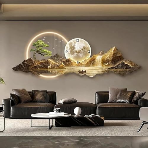 Rzeźba ścienna 3D zegar świetlny LED - metalowa sztuka do salonu, sypialni, przedpokoju