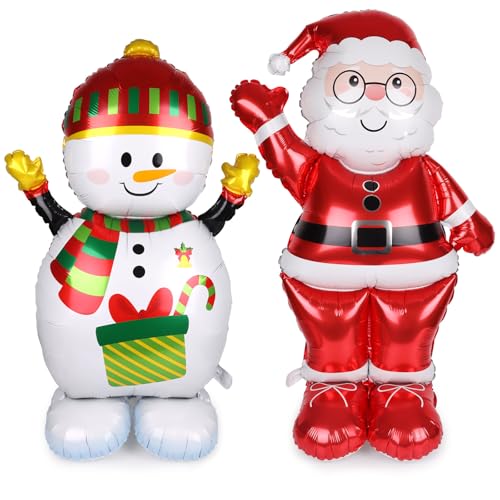 CCINEE クリスマスバルーン 風船 クリスマス飾り アルミバルーン Xmas 豪華 高さ約135cm 巨大 雪だるま サンタさん お店 パーティー スタンディングバルーン (サンタさん+雪だるま)