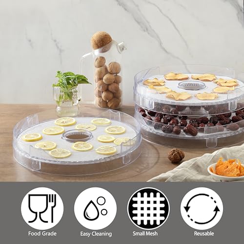 8 Pack Silicone Dehydrator Sheets, 13\" Round Dehydrator Tray Liners for Dehydrate Meat, Fruit, Vegetable, Flowers and Herbs, No-stick amd Easy Cleaning (Dishwasher Safe)