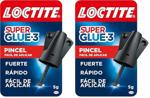Loctite Super Glue-3 Pincel, pegamento transparente con pincel aplicador, adhesivo universal de triple resistencia, con fuerza instantánea y de fácil uso, 1x5 g, Paquete de 2