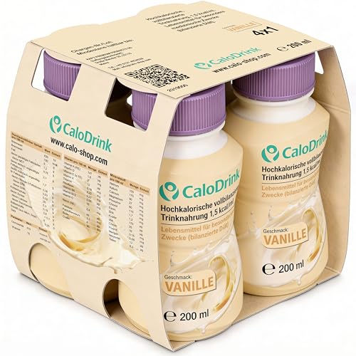 Vanille vollständig bilanzierte hochkalorische Trinknahrung | Astronautennahrung & Trinkmahlzeit zum Zunehmen | Flüssignahrung 300 kcal pro Flasche 200 ml (4er Pack)