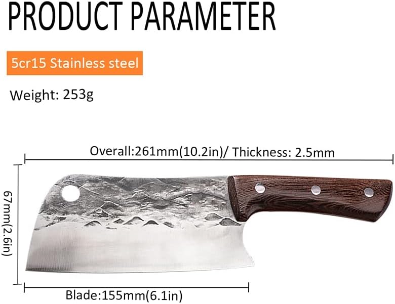 Miniatura 3 de Cuchillo de corte de carne de chef de 6 pulgadas, cuchillo de cocina forjado de acero inoxidable, cuchillo de chef chino para cortar carne,