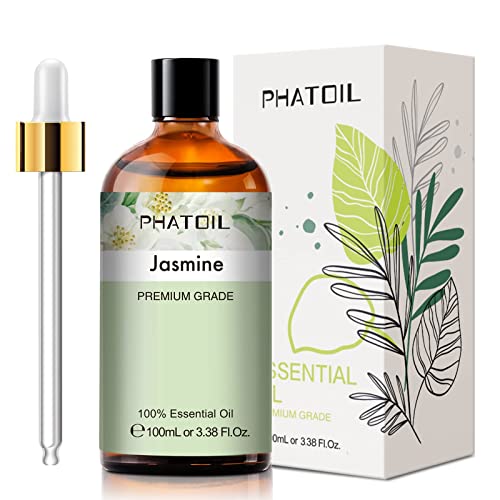 Phatoil 3.38Fl.oz Jasmine Essential Oil With Glass Dropper, For Aromatherapy Diffusers, Humidifiers, Skin Care, Massage, Great For Diy Candle And Soap Making, Huge 100Ml Bottle #TOP7