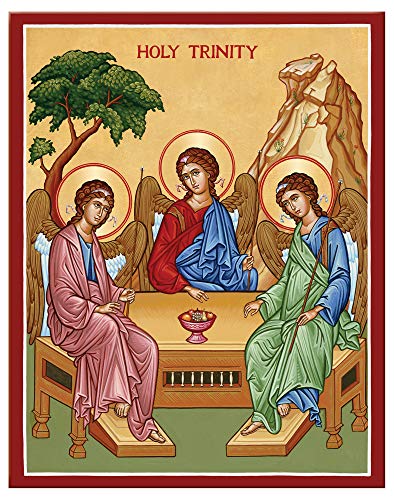 Monastery Icons Holy Trinity (Rublev Style) Mounted Plaque Icon Reproduction 11" X 14" #TOP4