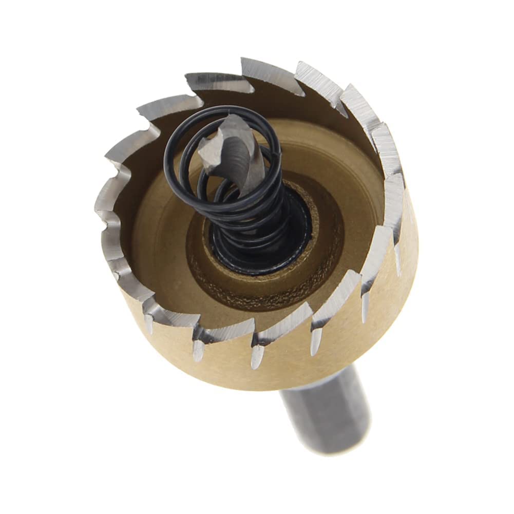 Auniwaig 32mm Dia HSS Hole Saw,70mm Length Hole Cutter Tool for Metal Alloy Wood Plastic Drywall Golden 1pcs