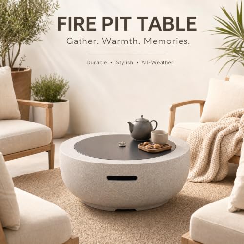 Image of Round Wood Burning fire Pit Outdoor Fireplace for Patio-23 Gray