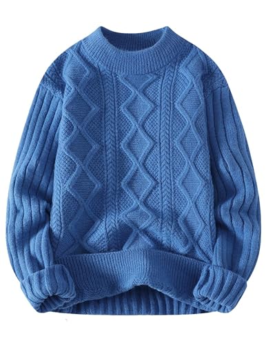 Image of Aelfric Eden Womens Cable Knit Sweater Oversized Chunky Rory Gilmore Crewneck Solid Long Sleeve Pullover Knitted Sweater