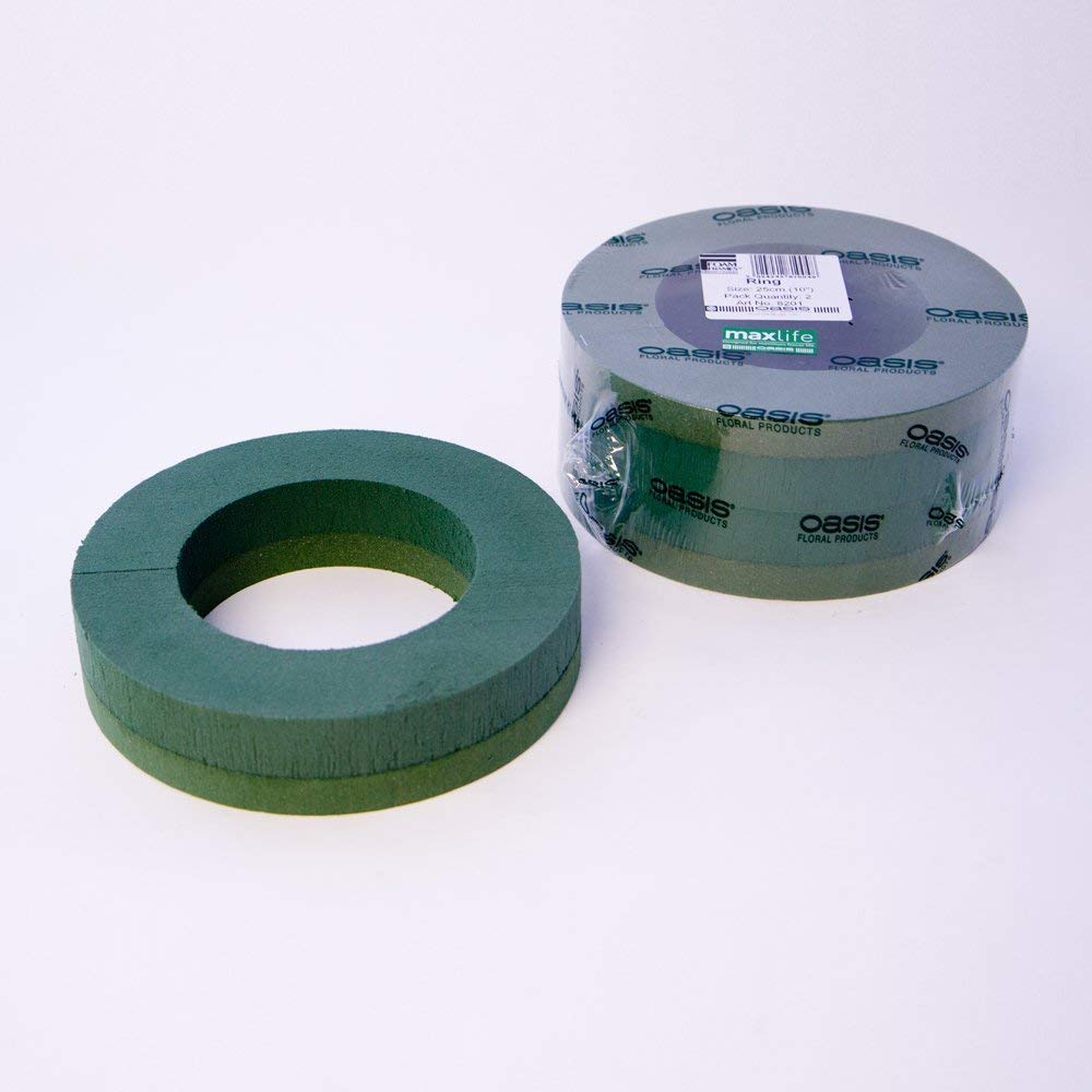 Green Pack Of 6 Oasis Foam Wreath Rings 10" (25Cm) Florist Foam Frame