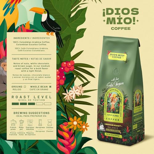 Dios Mio Coffee Medium y Dark Roast En Grano 12 oz x2 miniatura 6