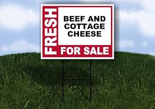 BEEF AND COTTAGE CHEESE Fresh For Sale Pink 1 Single Sided 18x24 in Yard Road Sign w/stand