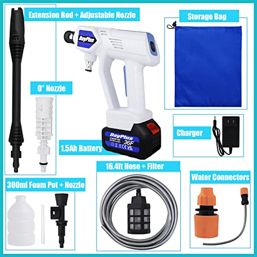 Cordless Pressure Washer Portable Car Power Washer 3-Speed Pressure 652Psi, With 3000Mah Battery, Extension Rod, Adjustable Nozzle, 300Ml Foam Pot, 16.4Ft Hose With Filter And Storage Bag #TOP5