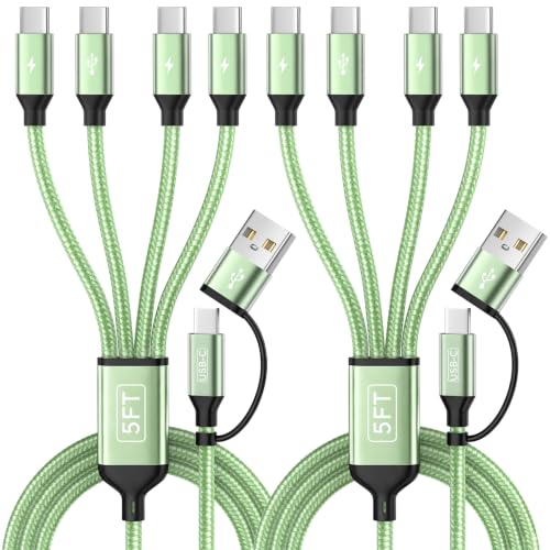 Image of USB A /C to USB C Cable, 4 in 2 Type C Multi Charging Cable [2 Pack, 5FT]
