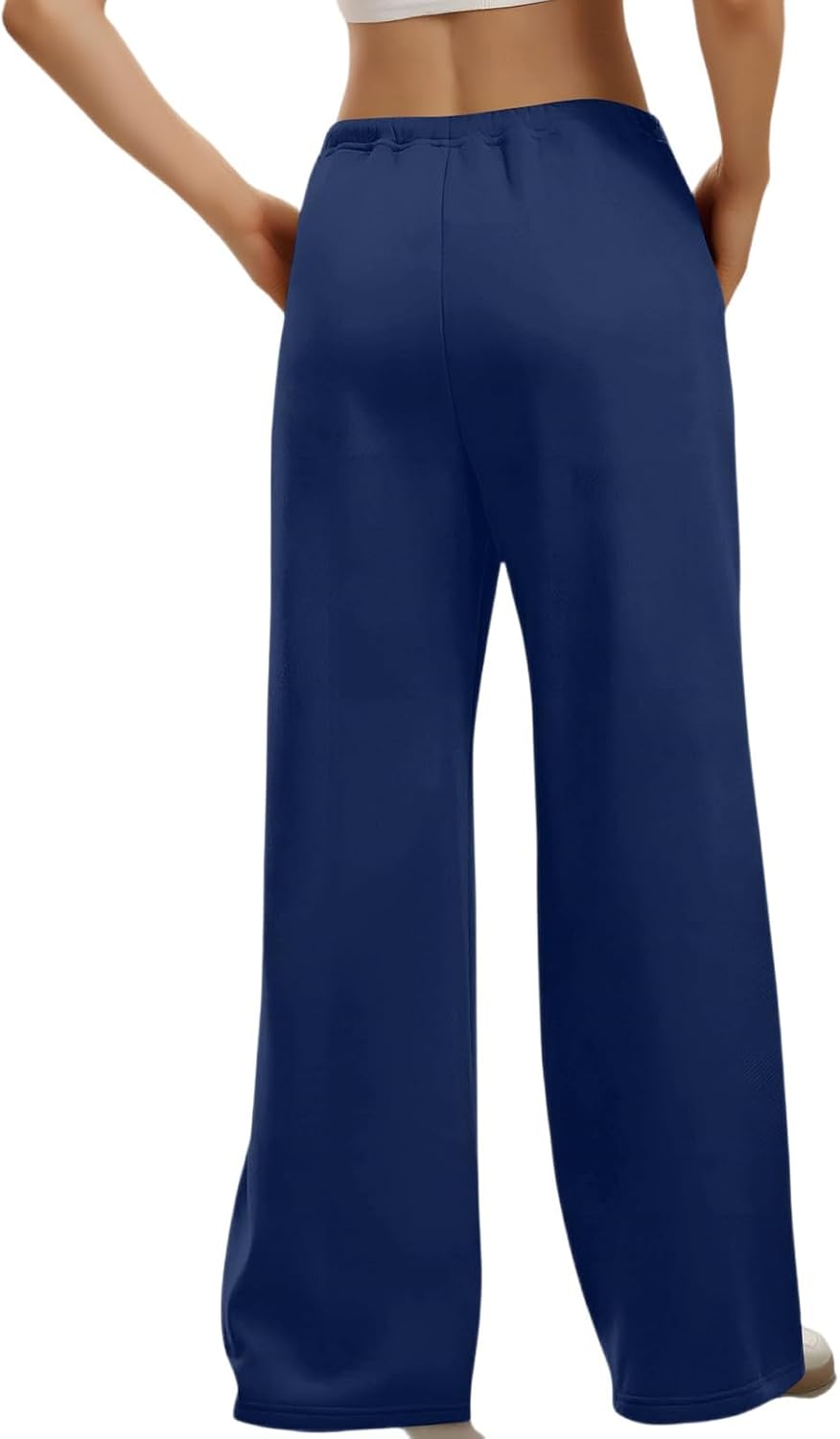 Womens Wide Leg Sweatpants Drawstring Waist Loose Fit Soft Pants Casual Lounge Fall Winter Trousers with Pockets