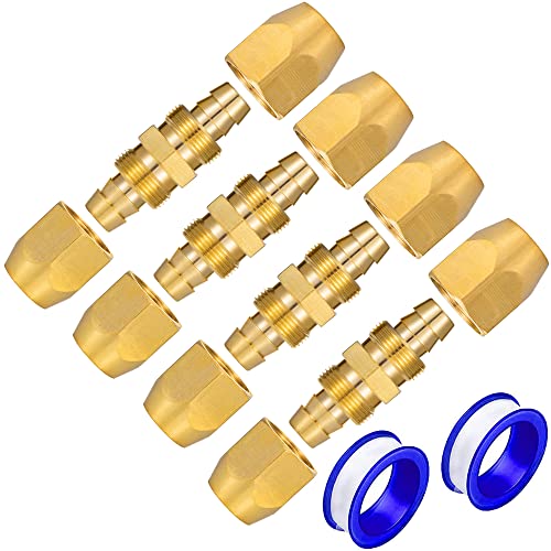 Breezliy 4PCS Soild Brass Air Reusable Hose Splicer For 1/4-Inch ID Hose 1/4 Air Hose Repair Fitting