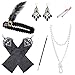 Produktbild Auihiay 1920er Jahre Zubehör Set 5 Stück Flapper Kostüm Accessoires inklusive Flapper Stirnband, Lace Halskette, Handschuhe, Ohrring, Zigarettenhalter für Roaring 20er Jahre Theme Party