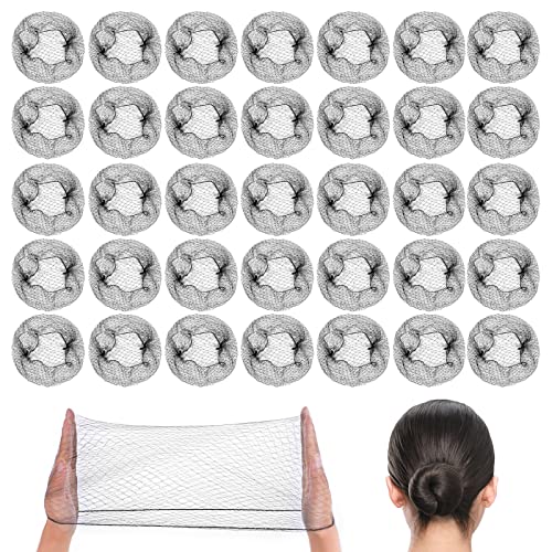 URAQT Redecilla Pelo, 35pcs Redecilla Moño Ballet Niña con Borde Elástico, Red para el Cabello Invisible de Nylon, Accesorio de Peinado para Fijar Pelo en Cabeza de Ballet Café (Negro)