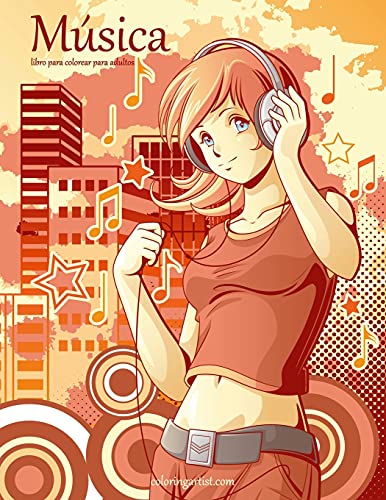 Música libro para colorear para adultos 1 (Volume 1) (Spanish Edition)