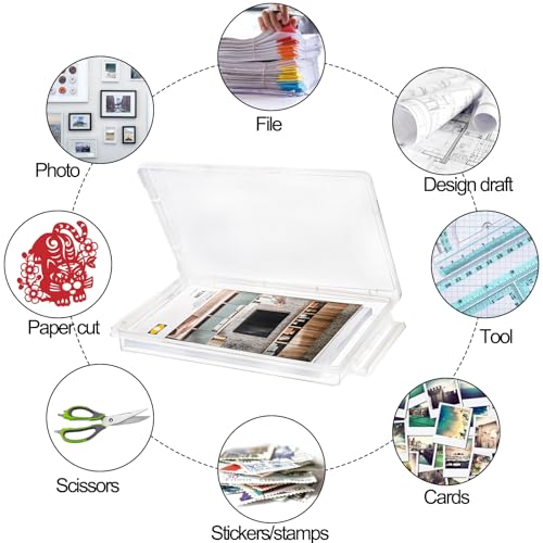 Coloch Caixa de armazenamento de documentos de plástico A4 com fivelas, caixa organizadora de papel