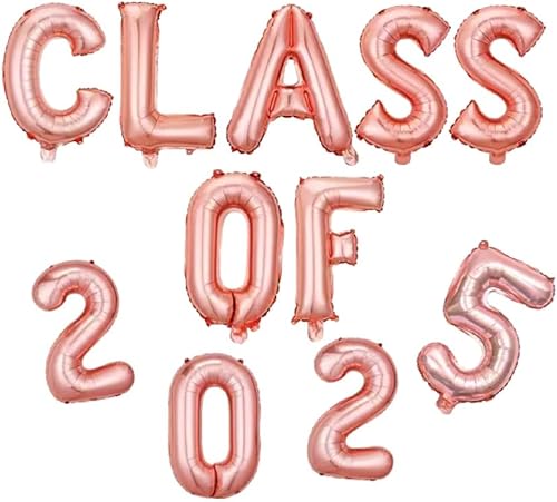 SWYOUN Globos de papel de aluminio Mylar de 16 pulgadas para la clase de 2024, suministros para fiestas de graduación (oro rosa)