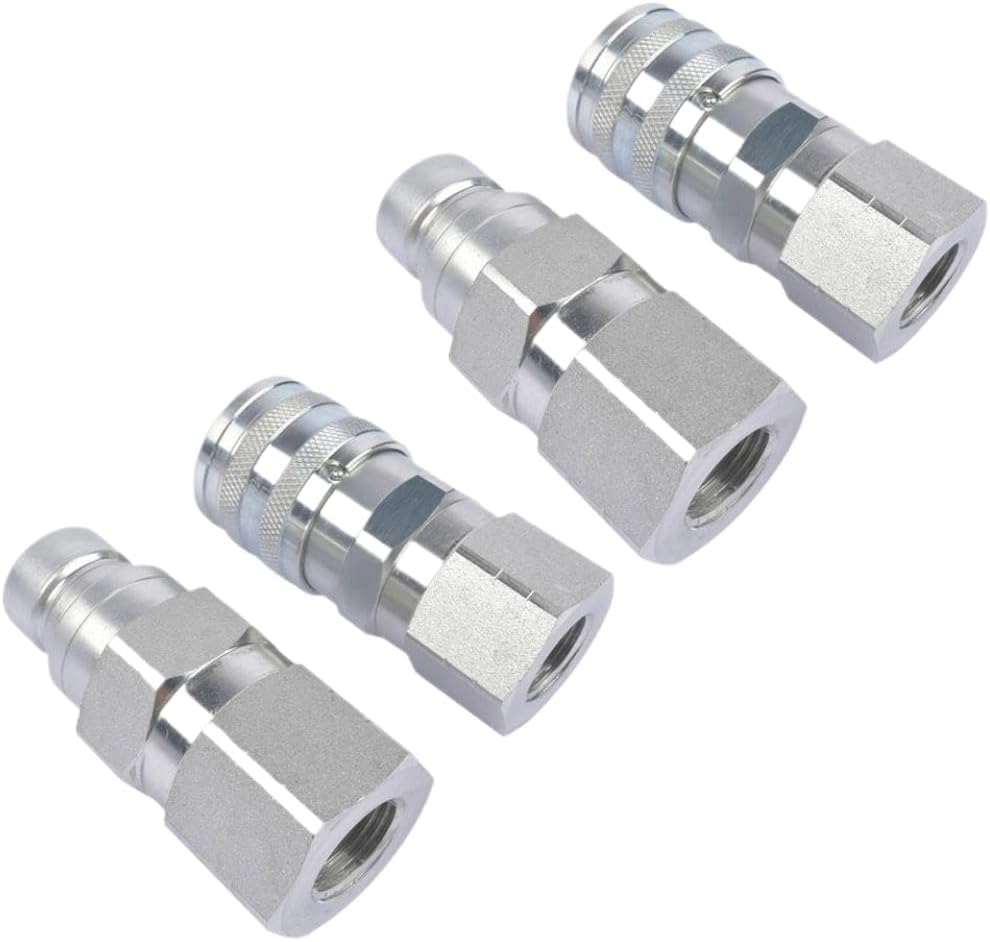 AP01 Flat Face Hydraulic Quick Connect Coupler Set for Skid Steer – Replaces FFH0812NPTM, 800801007, 800801006