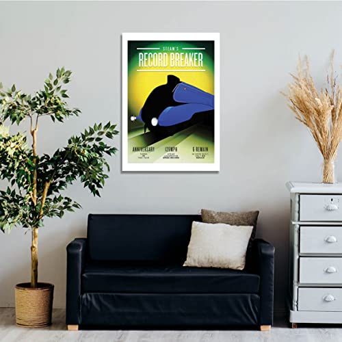 Affiche Mallard Steams Record Breaker encadrée petit format pour mur vide sans espace