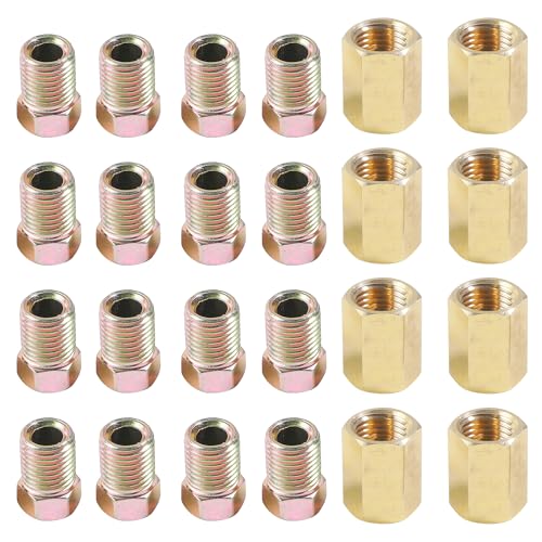 UNLRAE 24PCS Brake Line Fittings,Include 8PCS 3/16 Brake Line Union & 16PCS Nuts,Car Accessories Brake Line Fitting Assortment Kit,Automotive Replacement,Suitable for Cars,ATVs,Trucks,SUVs