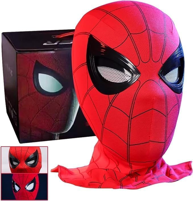 Spider Mask with Moving Eyes,Superhero mask Full Face Chin Control Eyes