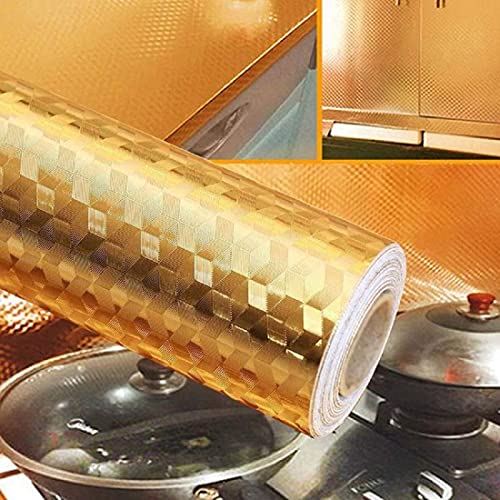 Image of KASHIVAL Wall Stickers for Home Decor Wallpaper for Bedroom for Wall Sticker Kitchen Wallpaper Oil Proof Waterproof Home Decor Items Living Room Decor Items for Bedroom (Size : 60*200 cm) (Gold Hexa A31)